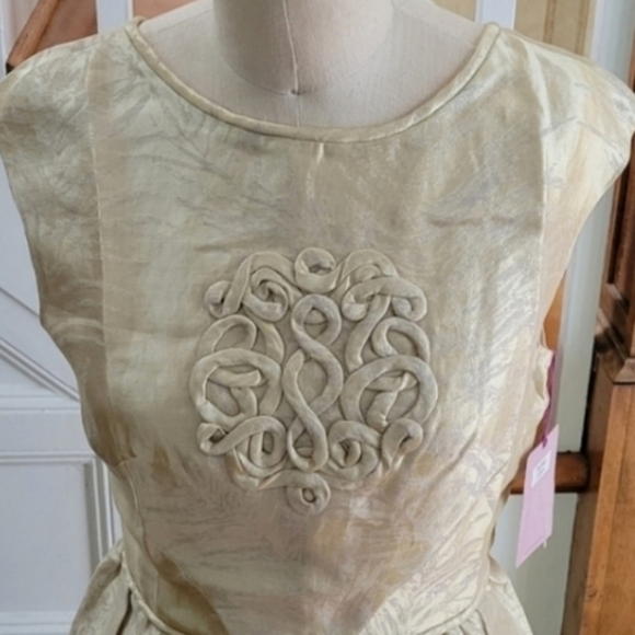 VIVIENNE TAM Linen Silk Champaign Dress Size - Picture 3 of 8